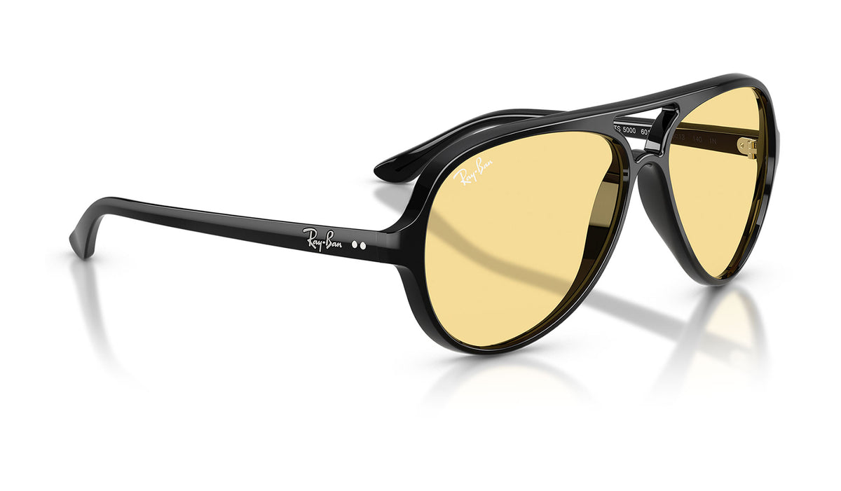 Ray-Ban RB4125 Cats 5000 Sunglasses - Polished Black / Yellow