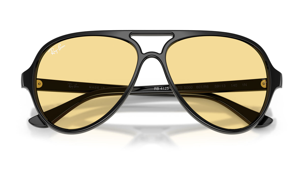 Ray-Ban RB4125 Cats 5000 Sunglasses - Polished Black / Yellow