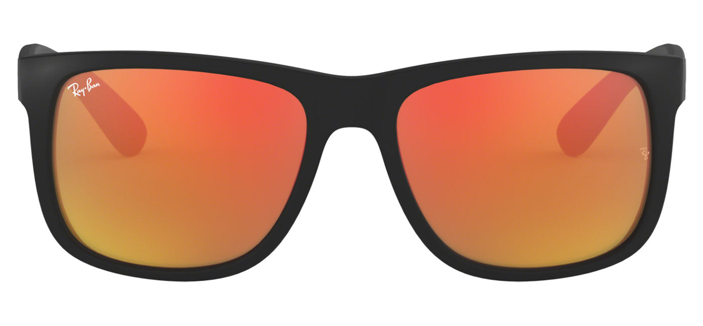 Ray-Ban RB4165 Justin Sunglasses - Rubberised Black / Orange Flash