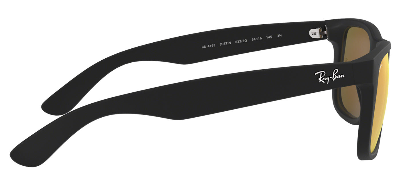 Ray-Ban RB4165 Justin Sunglasses - Rubberised Black / Orange Flash