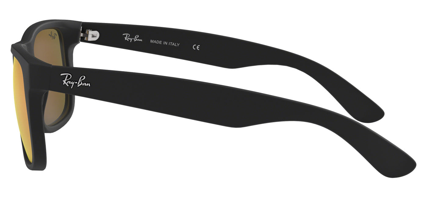 Ray-Ban RB4165 Justin Sunglasses - Rubberised Black / Orange Flash