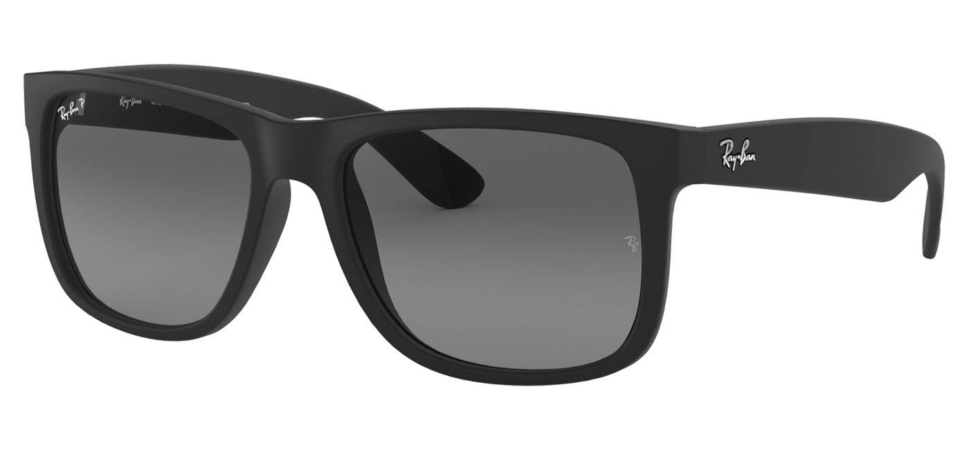 Ray-Ban RB4165 Justin Sunglasses - Rubberised Black / Grey Gradient Polarised