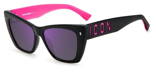 DSQUARED2 ICON 0006/S Sunglasses - Black & Fuchsia / Multilayer Violet