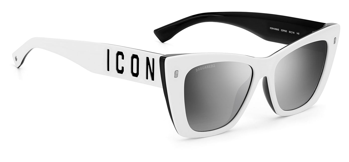 DSQUARED2 ICON 0006/S Sunglasses - White & Black / Grey Gradient Silver Mirror