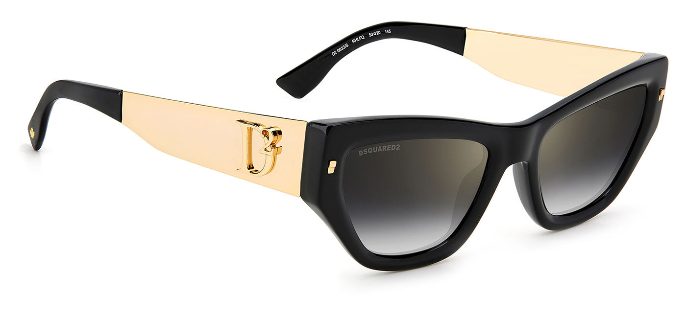 DSQUARED2 0033/S Sunglasses - Gold & Black / Grey Gradient Silver Mirror
