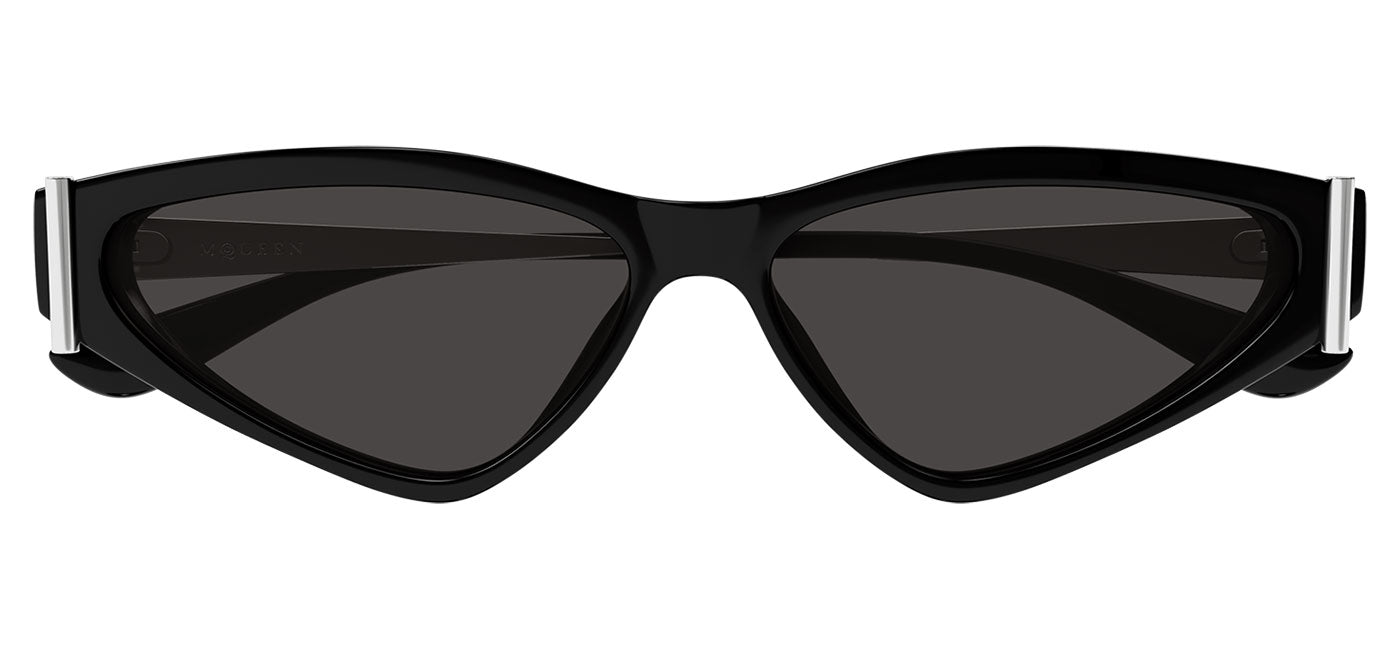 Alexander McQueen AM0493S Sunglasses - Black & Silver / Grey