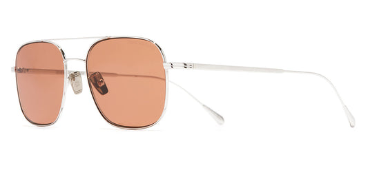 Cutler and Gross 0003 Sunglasses - White Gold Rhodium 18K / Light Brown
