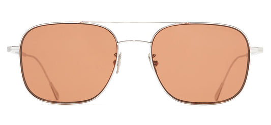 Cutler and Gross 0003 Sunglasses - White Gold Rhodium 18K / Light Brown