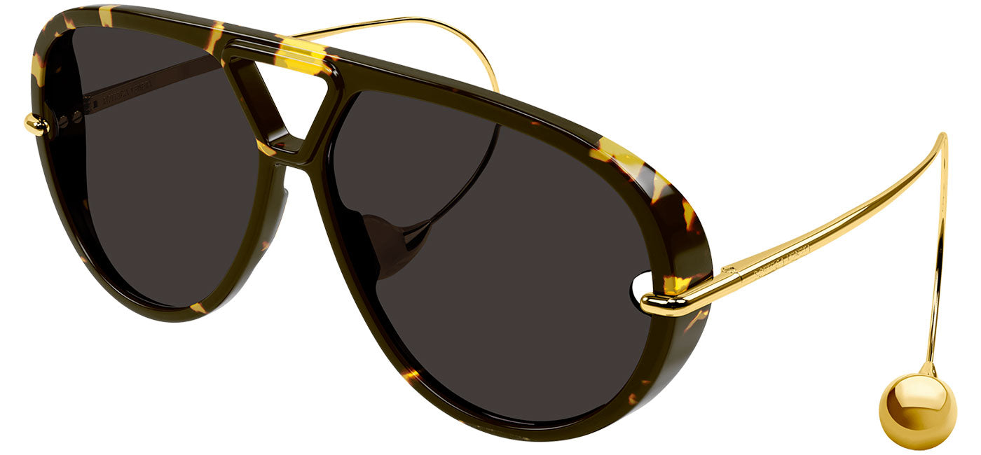 Bottega Veneta BV1273S Sunglasses - Havana & Gold / Grey