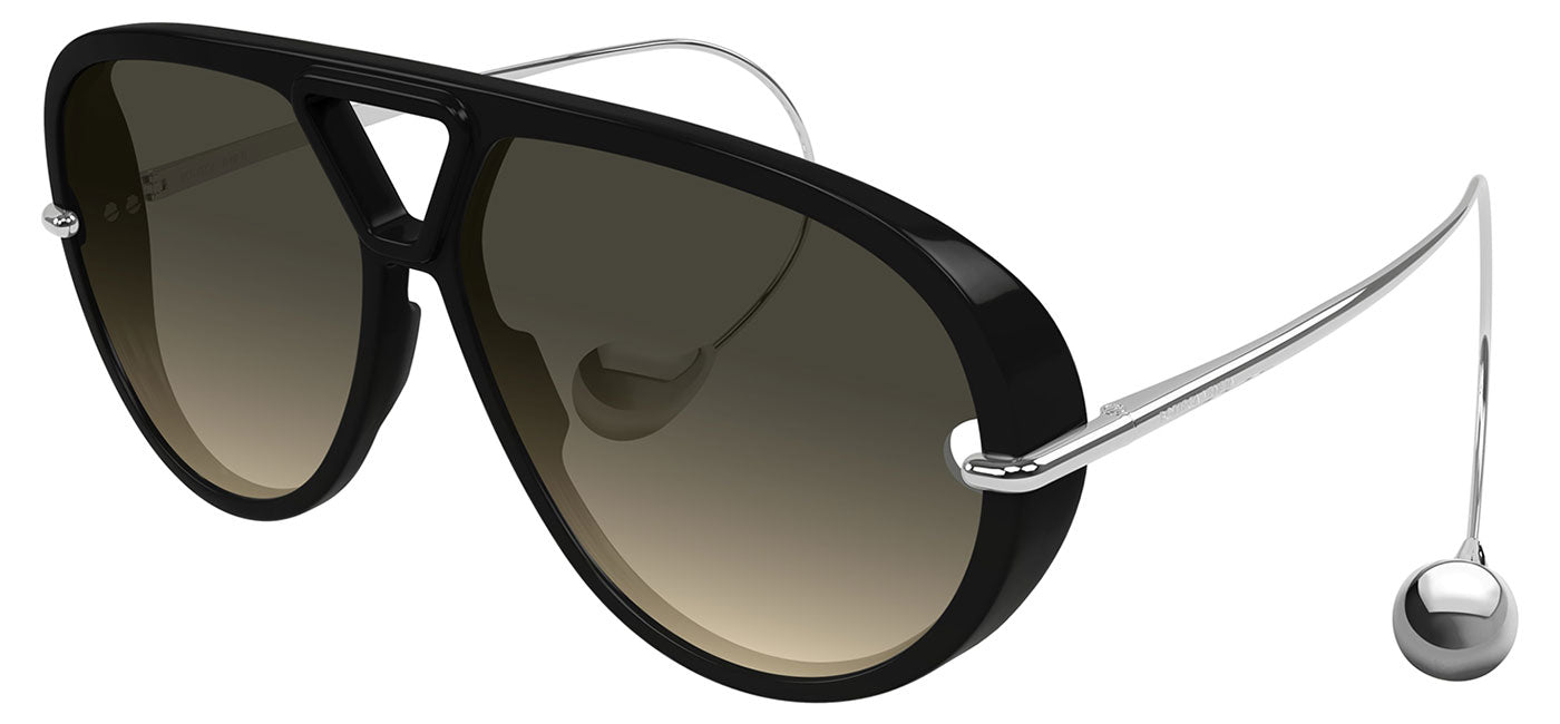 Bottega Veneta BV1273S Sunglasses - Black & Silver / Brown