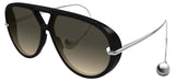 Bottega Veneta BV1273S Sunglasses - Black & Silver / Brown