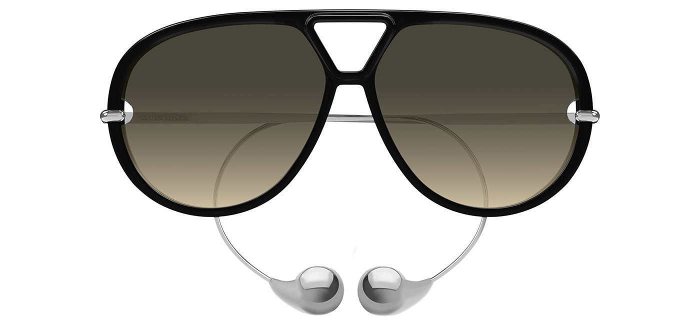 Bottega Veneta BV1273S Sunglasses - Black & Silver / Brown