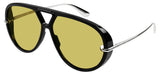 Bottega Veneta BV1274S Sunglasses - Black & Silver / Yellow