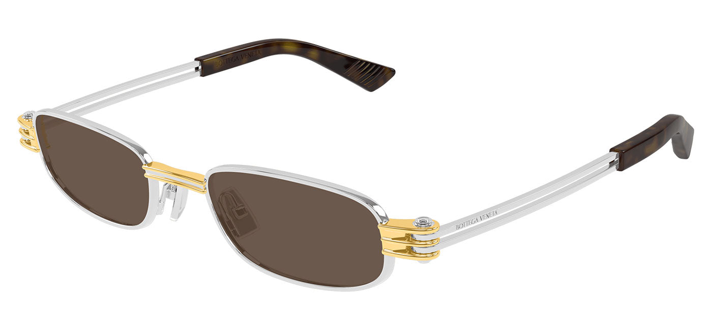 Bottega Veneta BV1381S Sunglasses - Silver / Brown