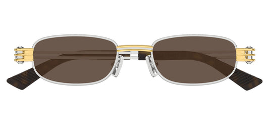 Bottega Veneta BV1381S Sunglasses - Silver / Brown