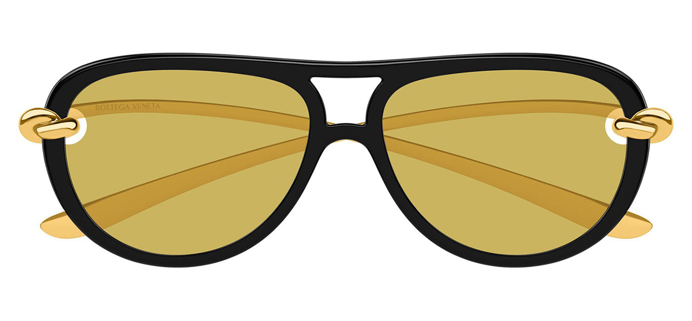 Bottega Veneta BV1418S Sunglasses - Black & Gold / Yellow