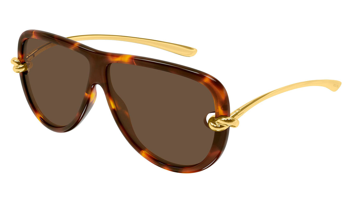 Bottega Veneta BV1513S Sunglasses - Havana & Gold / Brown