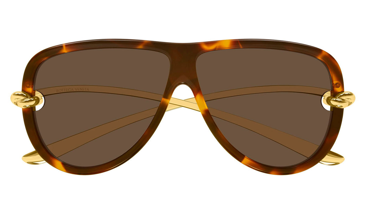 Bottega Veneta BV1513S Sunglasses - Havana & Gold / Brown