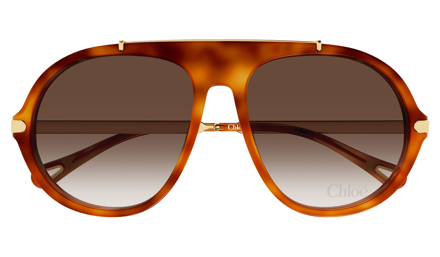 Chloe CH0357S Sunglasses - Havana & Gold / Brown Gradient