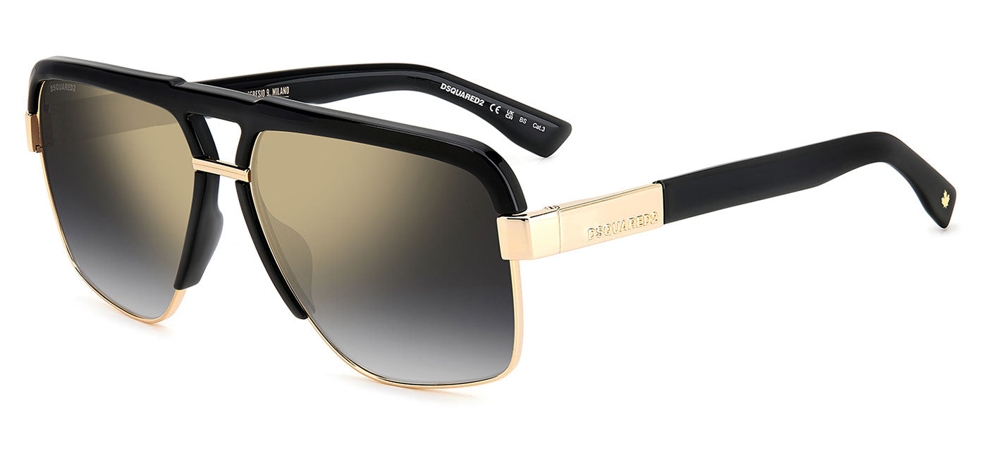 DSQUARED2 0084/S Sunglasses - Black & Gold / Grey Gradient