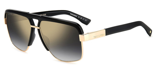 DSQUARED2 0084/S Sunglasses - Black & Gold / Grey Gradient