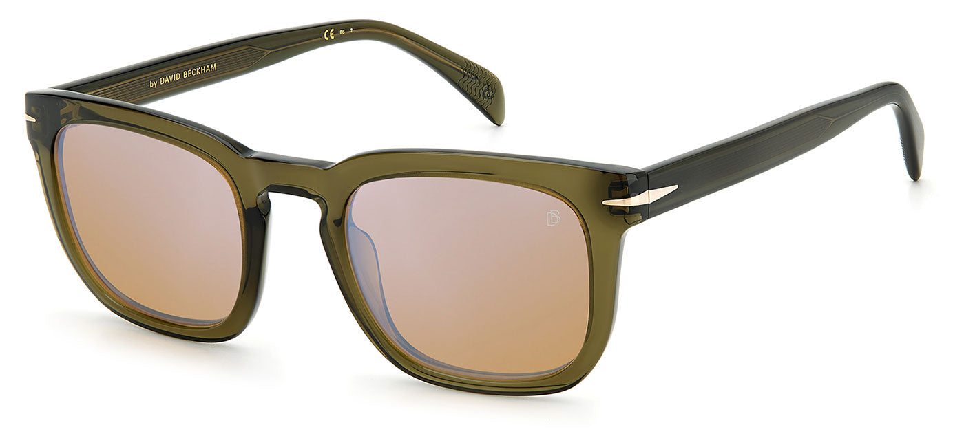 David Beckham DB7076/S Sunglasses - Olive / Blue Copper Mirror