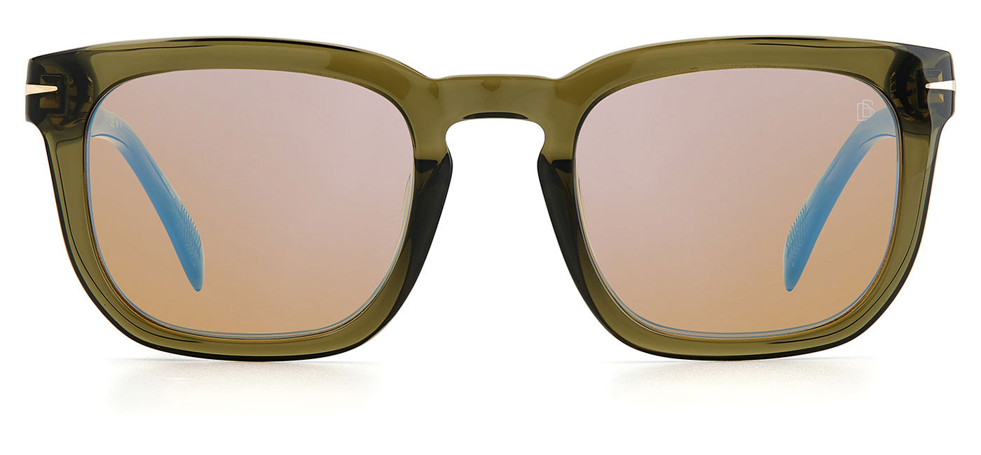 David Beckham DB7076/S Sunglasses - Olive / Blue Copper Mirror