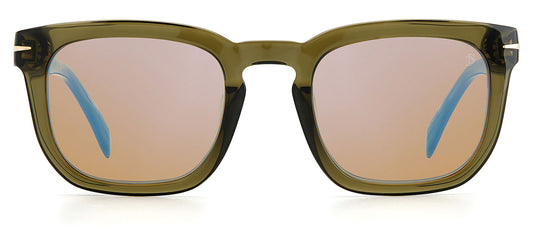 David Beckham DB7076/S Sunglasses - Olive / Blue Copper Mirror