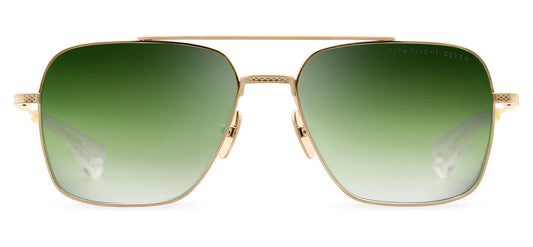 DITA Flight-Seven Sunglasses - Brushed White Gold / Dark Green to Clear Gradient