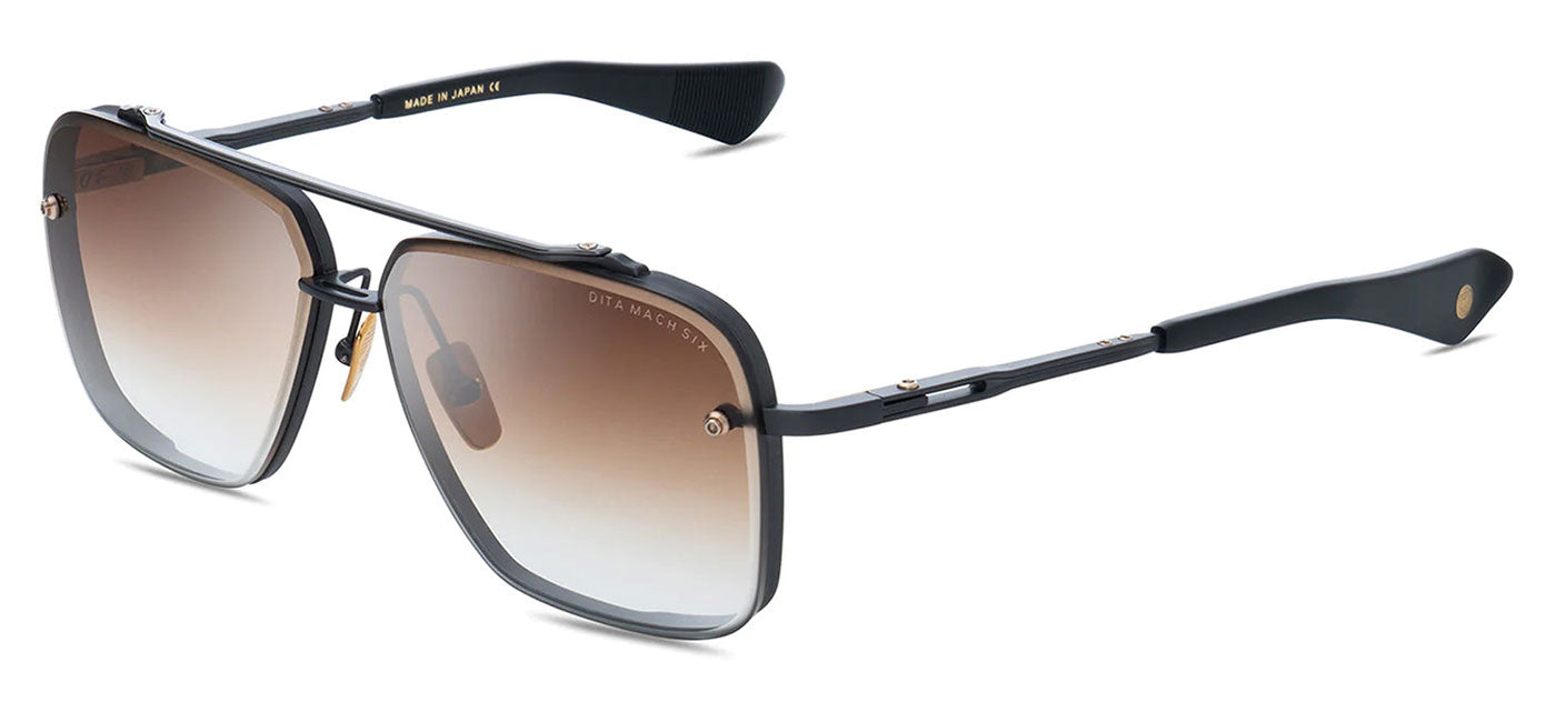 DITA Mach-Six Sunglasses - Black Iron and Black Rhodium / Brown to Clear Gradient