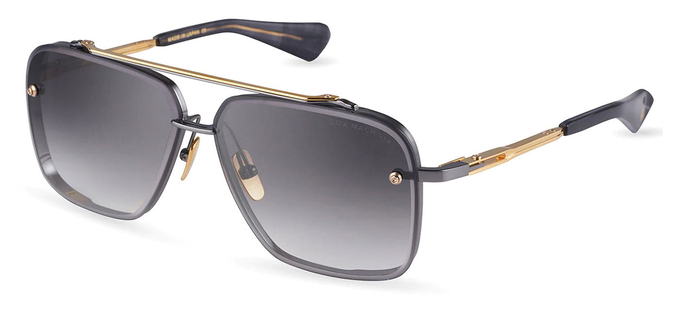 DITA Mach-Six Sunglasses - Black Rhodium and Yellow Gold / Dark Grey to Clear Gradient