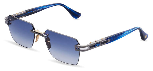 DITA Meta-Evo One Sunglasses - Antique Silver and Blue Swirl / Blue to Clear Gradient