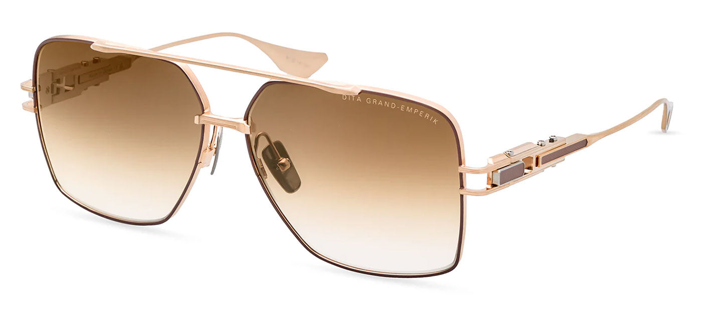 DITA Grand-Emperik Sunglasses - Brushed White Gold and Cappuccino / Brown Gradient