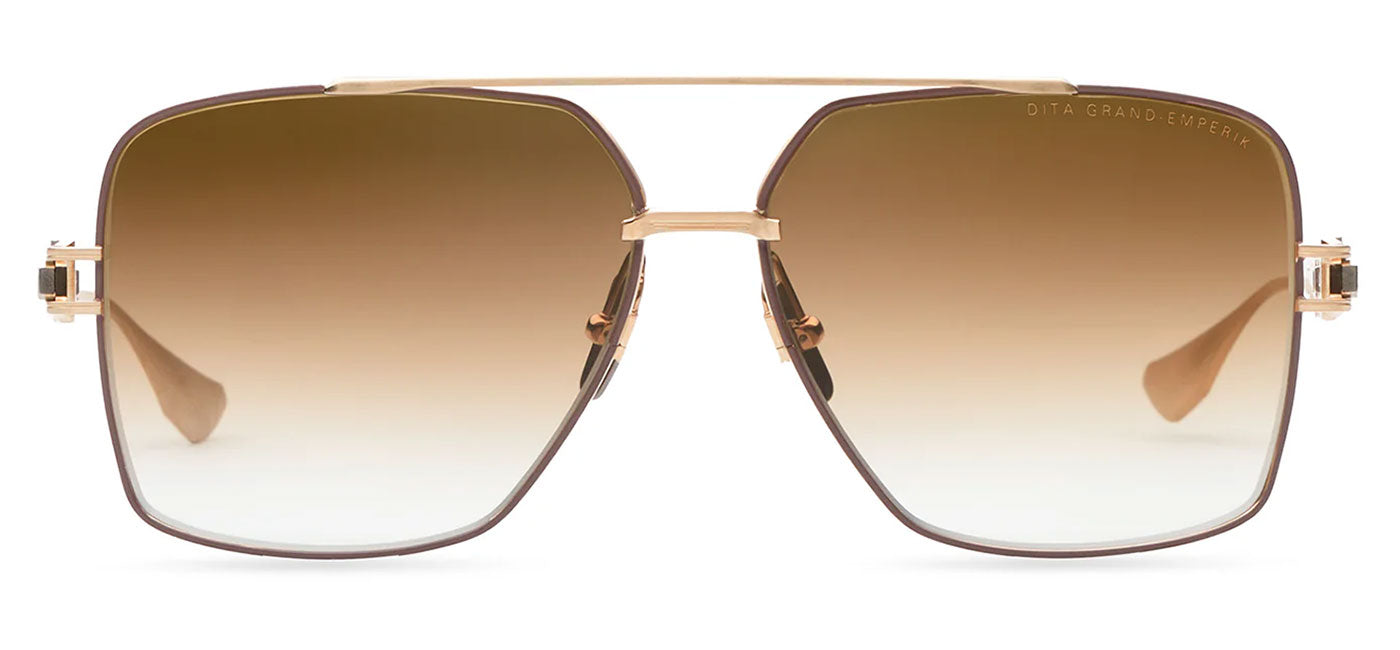DITA Grand-Emperik Sunglasses - Brushed White Gold and Cappuccino / Brown Gradient