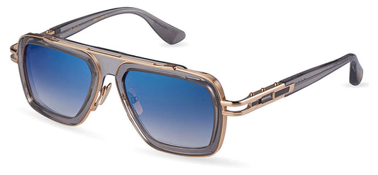 DITA LXN-EVO Sunglasses - Crystal Grey and White Gold / Dark Grey to Clear Gradient - Deep Blue Flash