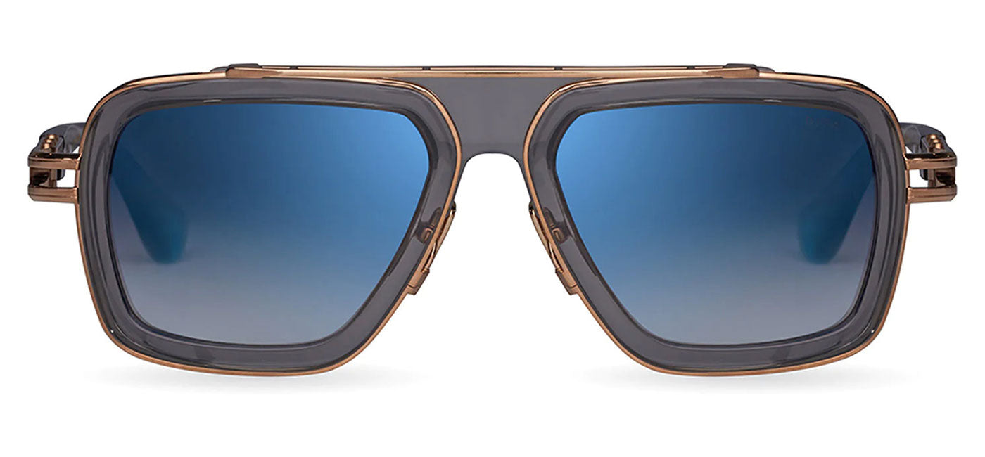 DITA LXN-EVO Sunglasses - Crystal Grey and White Gold / Dark Grey to Clear Gradient - Deep Blue Flash