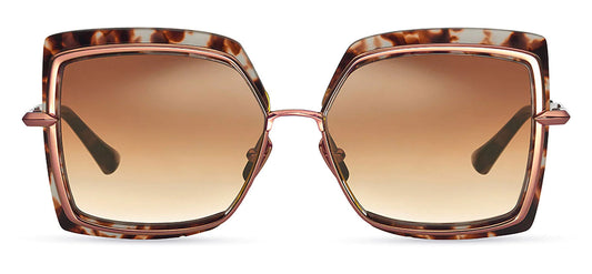 DITA Narcissus Sunglasses - Cream Tortoise and Rose Gold / Dark Brown to Clear Gradient