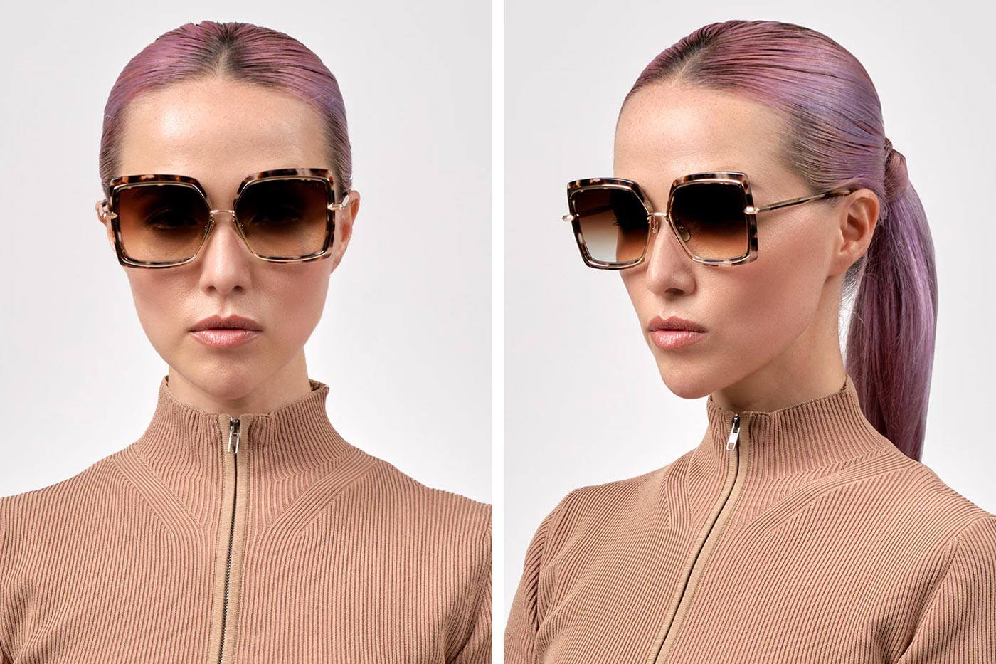 DITA Narcissus Sunglasses - Cream Tortoise and Rose Gold / Dark Brown to Clear Gradient