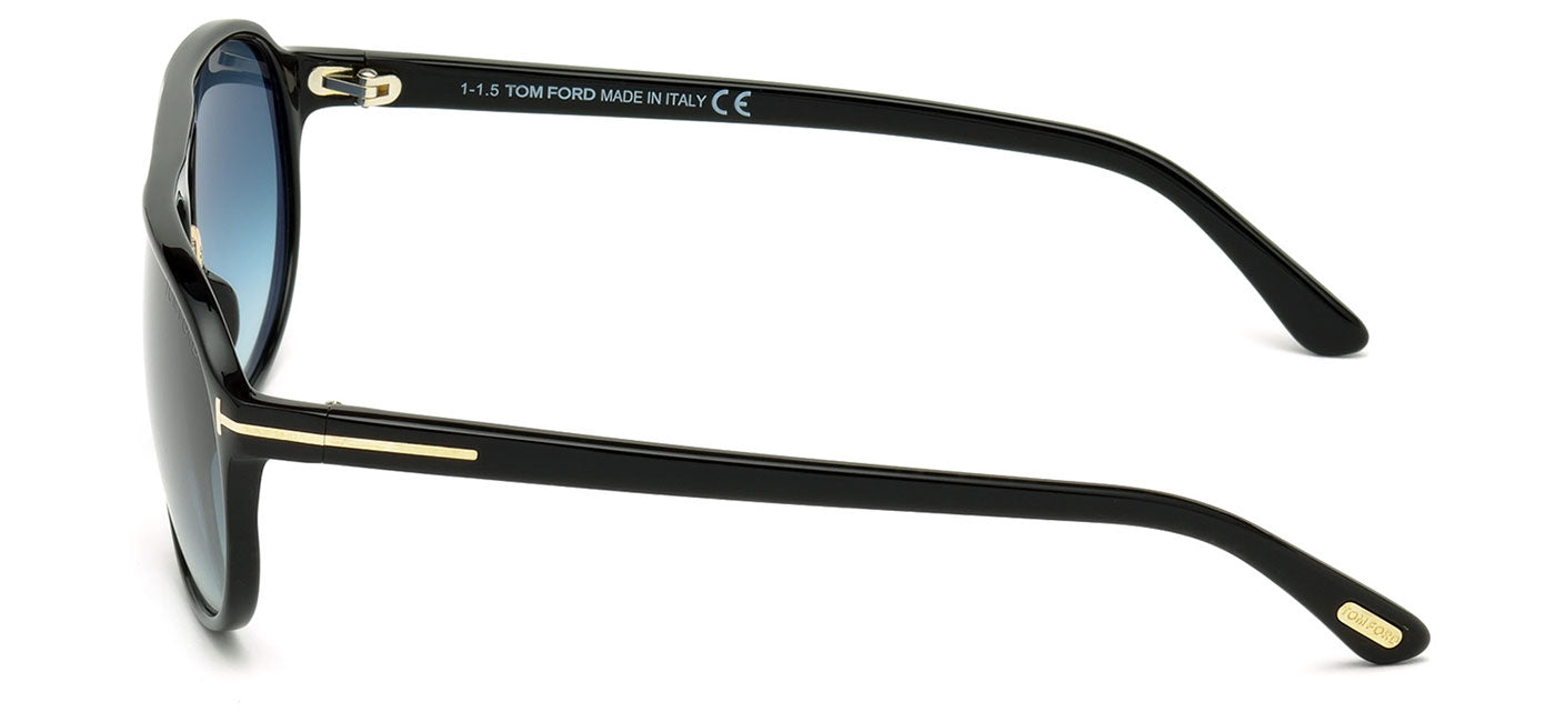 Tom Ford FT0447 Jacob Sunglasses - Shiny Black / Gradient Green