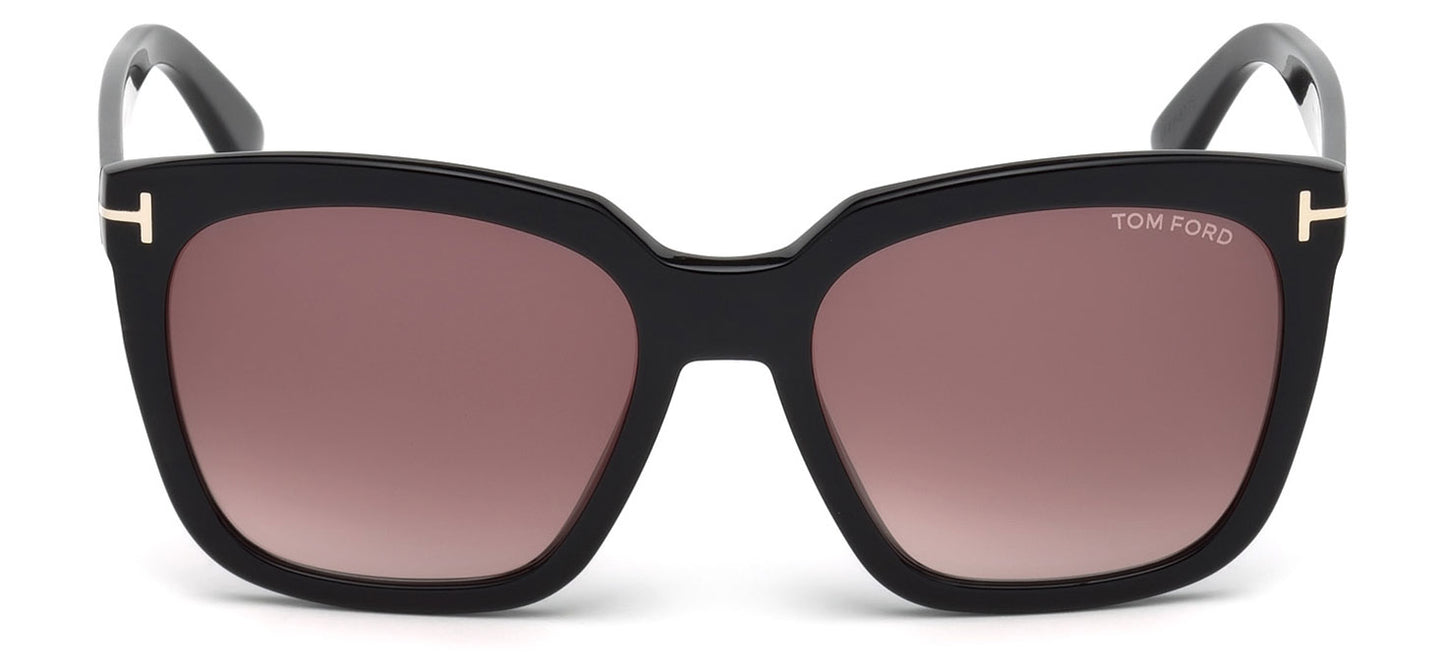 Tom Ford FT0502 Amarra Sunglasses - Shiny Black / Gradient Bordeaux