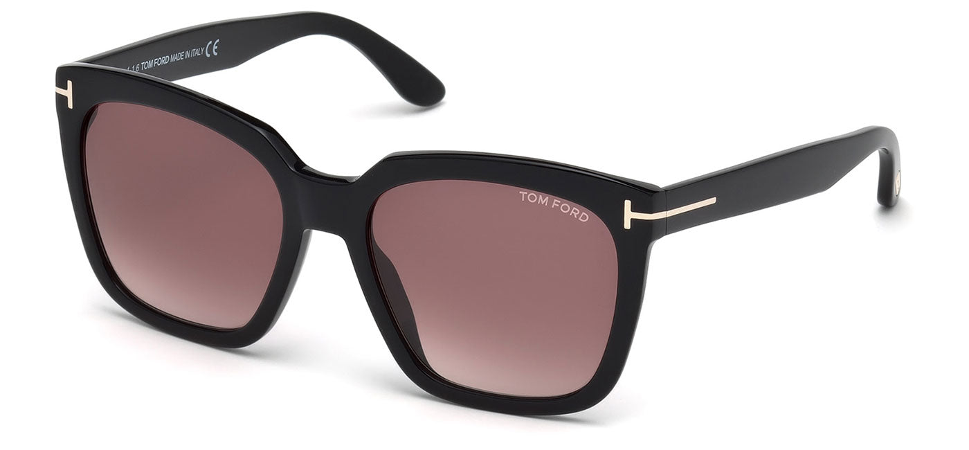 Tom Ford FT0502 Amarra Sunglasses - Shiny Black / Gradient Bordeaux