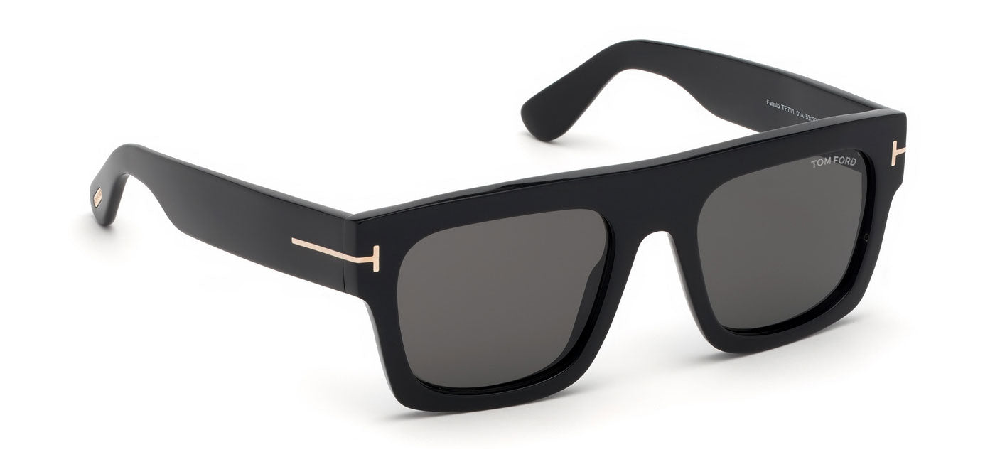 Tom Ford FT0711 Fausto Sunglasses - Shiny Black / Smoke