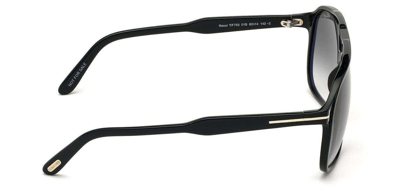Tom Ford FT0753 Raoul Sunglasses - Shiny Black / Gradient Smoke