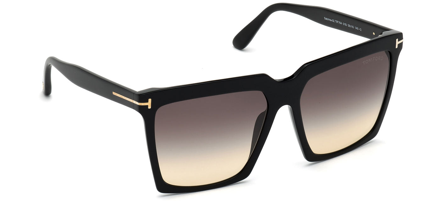 Tom Ford FT0764 Sabrina Sunglasses - Shiny Black / Gradient Smoke