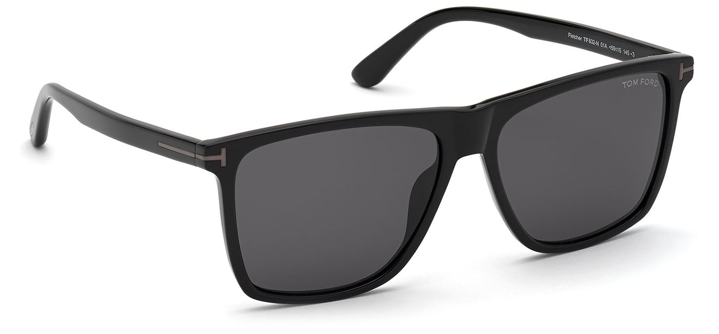 Tom Ford FT0832-N Fletcher Sunglasses - Shiny Black / Smoke