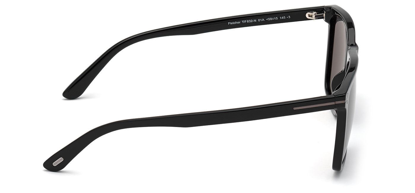 Tom Ford FT0832-N Fletcher Sunglasses - Shiny Black / Smoke
