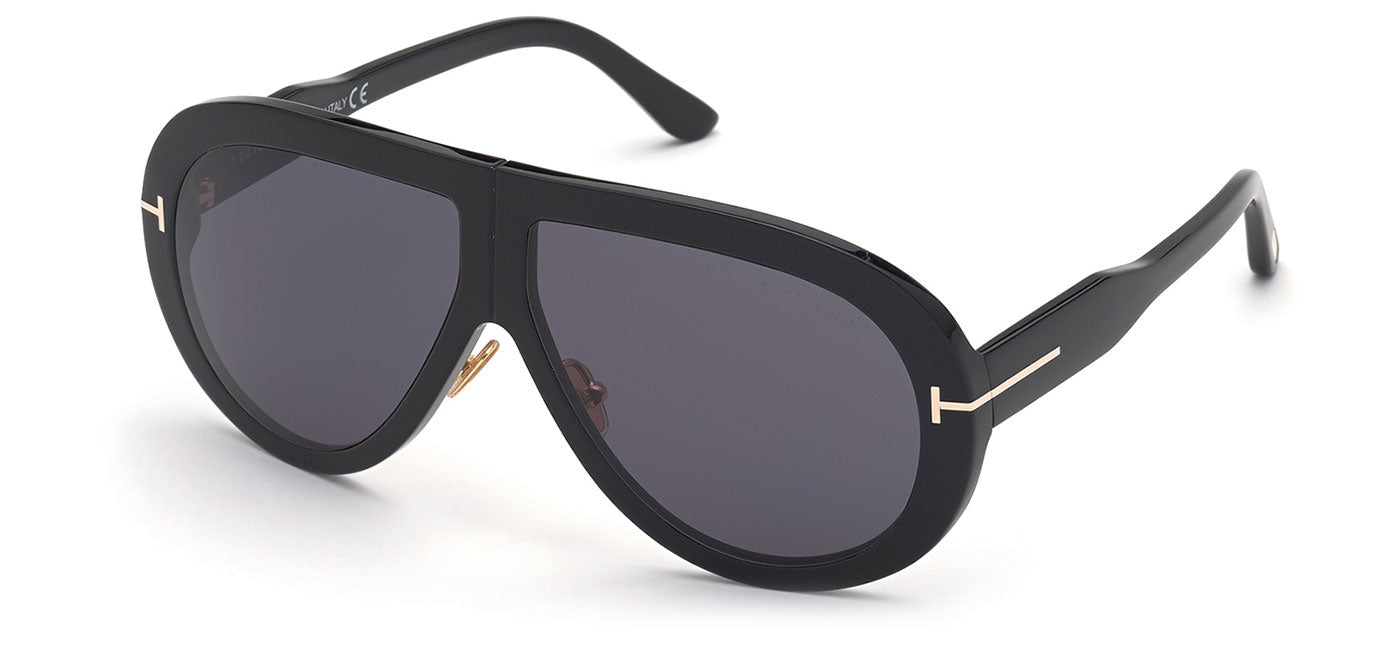 Tom Ford FT0836 Troy Sunglasses - Shiny Black / Smoke