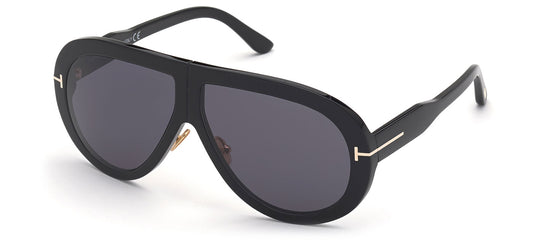 Tom Ford FT0836 Troy Sunglasses - Shiny Black / Smoke