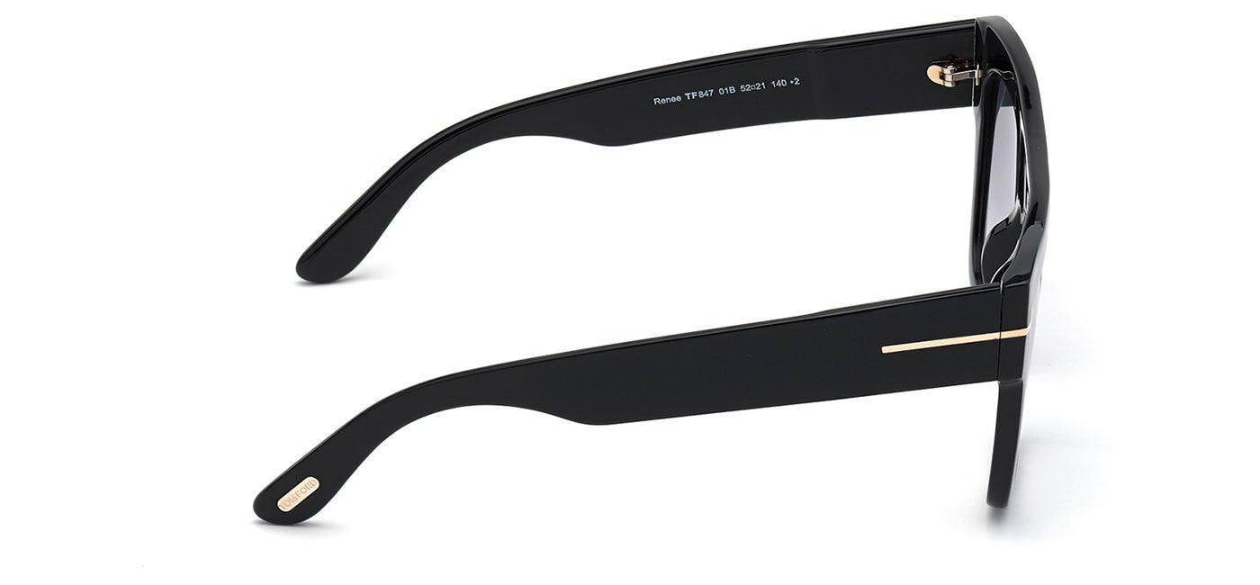 Tom Ford FT0847 Renee Sunglasses - Shiny Black / Gradient Smoke