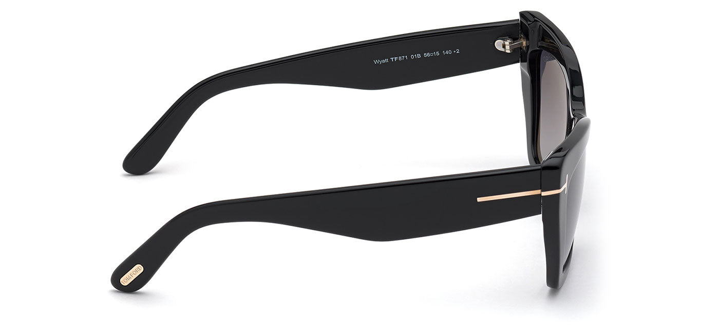 Tom Ford FT0871 Wyatt Sunglasses - Shiny Black / Gradient Smoke